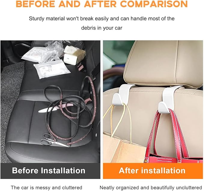 povtii 4PCS Car Seat Headrest Hook, Auto Back Seat Hanging Storage Organizer - Image 6