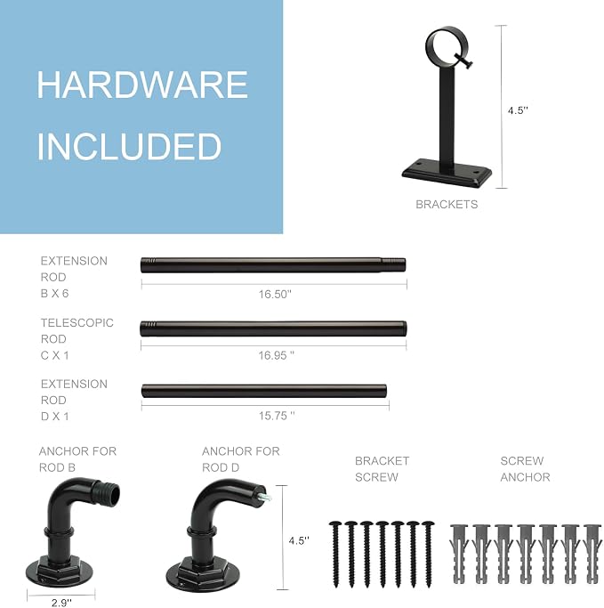 Byondeth Curtain Rods for Windows 16 to 120 Inches Adjustable Blackout Wrap - Image 6
