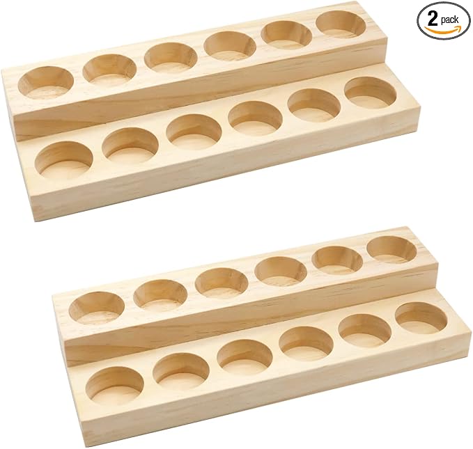 2 Pcs Wooden Essential Oil Display Stand 2 layer Tabletop Essential Oils by LONG+TAO