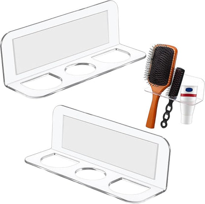 2pcs Acrylic Hair Brush Holder for Bathroom Adhesive Hair Tool Organizer by Unknown