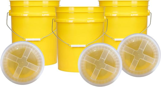 House Naturals 5 Gallon Plastic Yellow Food Grade BPA Free Made in USA Bucket by House+Naturals