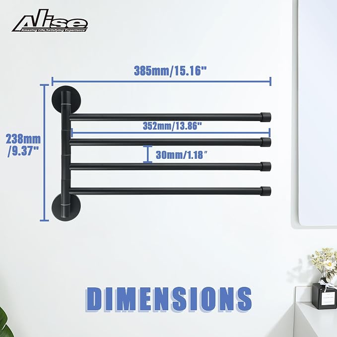 Alise Swivel Towel Rack, Folding 4 Arms Hand Towel Bars Towel Hanger - Image 6