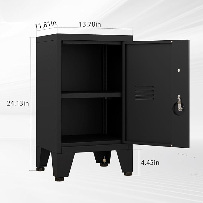 PAOFIN 24.4" H Black Metal NightStand Locker Storage Cabinet - Image 3