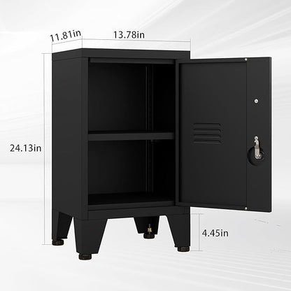 PAOFIN 24.4" H Black Metal NightStand Locker Storage Cabinet - Image 3