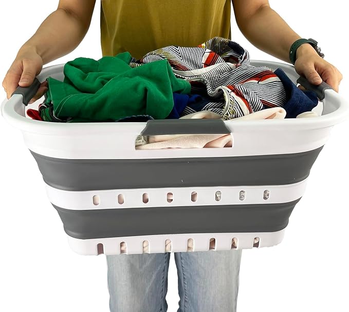 SAMMART Collapsible Plastic Rectangular Laundry Basket - Image 4