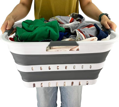 SAMMART Collapsible Plastic Rectangular Laundry Basket - Image 4