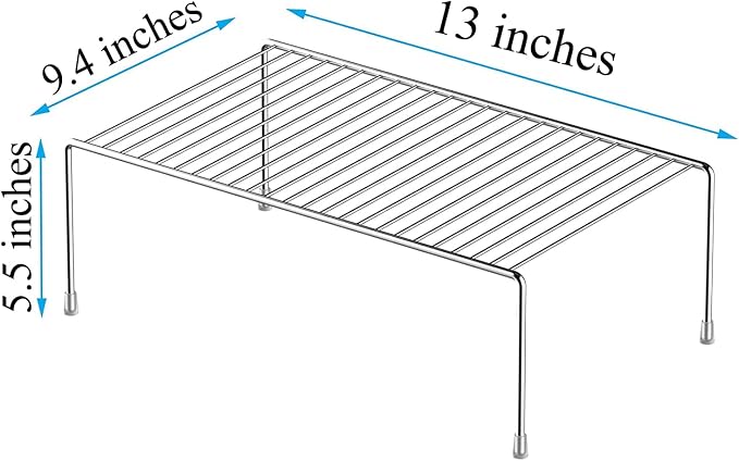 Kitchen Cabinet Shelf Organizer Set of 2, Medium Metal Wire Pantry Storage - Image 7