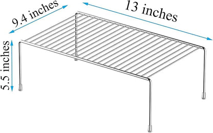 Kitchen Cabinet Shelf Organizer Set of 2, Medium Metal Wire Pantry Storage - Image 7