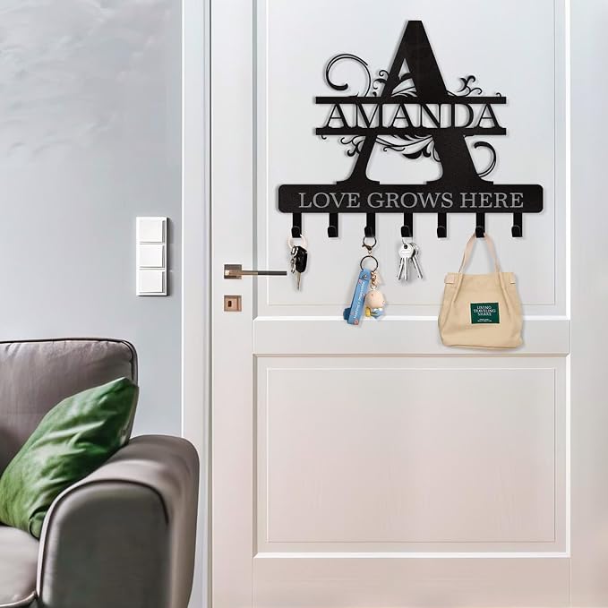 Personalized Key Holder for Wall, Custom Name Key Hooks for Wall Organizer - Image 3