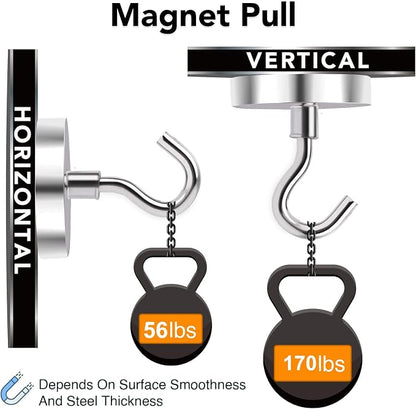 MIKEDE Magnetic Hooks Heavy Duty, 170LB+ Strong Neodymium Magnets - Image 3