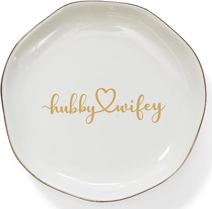 HOME SMILE Wifey Hubby Ring Dish, Unique Wedding Gifts by HOMESMILE