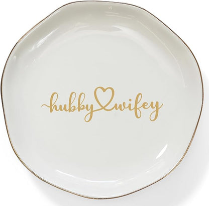HOME SMILE Wifey Hubby Ring Dish, Unique Wedding Gifts by HOMESMILE