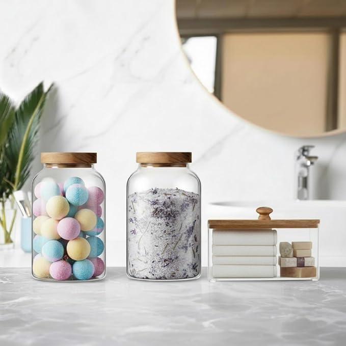 2 Half Gallon Glass Laundry Jars Set 1 Acrylic Dryer Sheet Holder Laundry Pods - Image 2