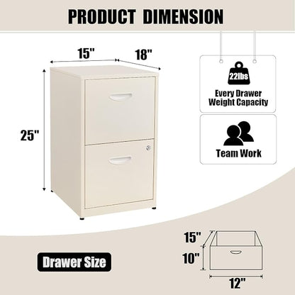 Filing Cabinet 2 Drawer with Lock, Under Desk Metal Filing Cabinet, Two Drawer - Image 3