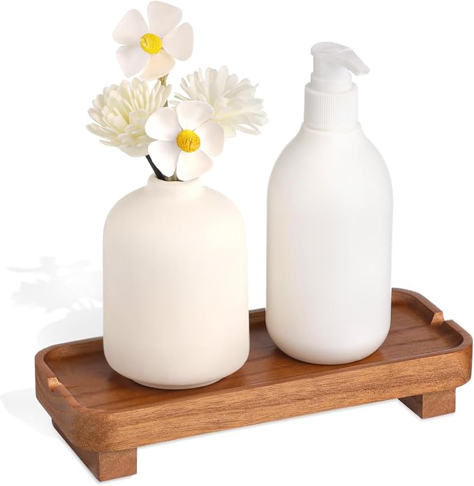 Wood Riser Small Decorative Tray Sink Soap Dish, Vanity Tray Pedestal Stand 8.7 by Hiitytin
