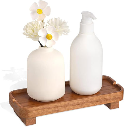 Wood Riser Small Decorative Tray Sink Soap Dish, Vanity Tray Pedestal Stand 8.7 by Hiitytin