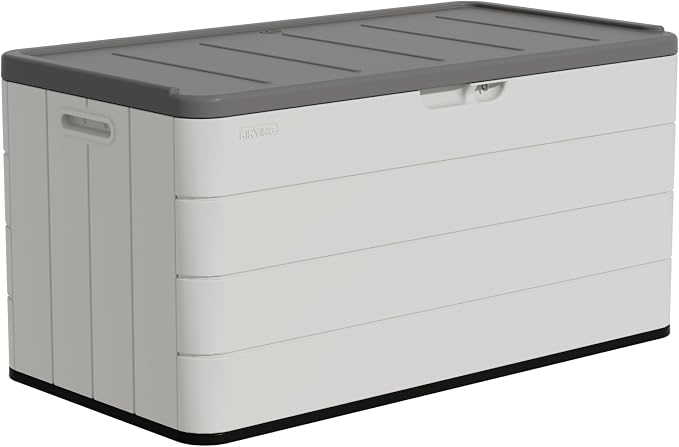 100 Gallon Plus Resin Deck Box, Waterproof Outdoor Storage Box by Unknown