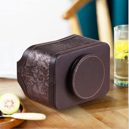 360° Rotating Remote Control Holder, PU Leather TV Remote Caddy Organizer - Image 4