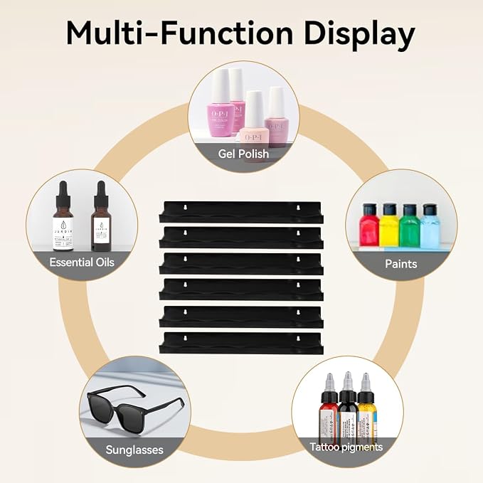 BTremary 15" Nail Polish Rack Wall Mounted Shelf Acrylic Paints Gel Polish - Image 5
