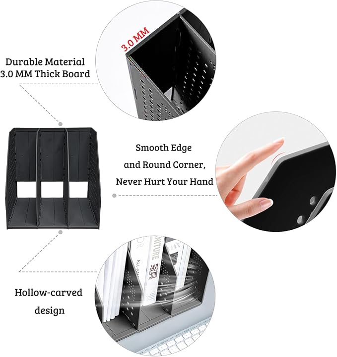 SAYEEC 2Pcs Collapsible Plastic Magazine File Holder Vertical Binder Storage - Image 4