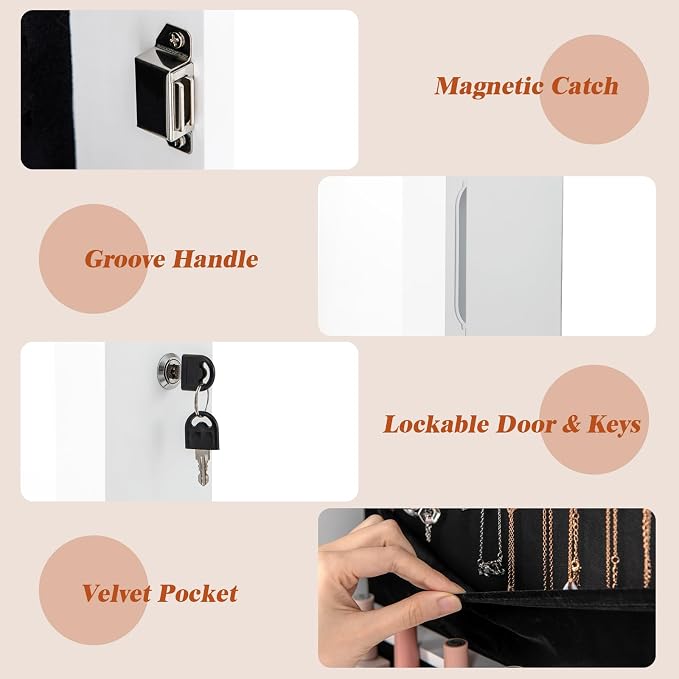 Giantex Jewelry Armoire Wall Door Mounted, Lockable Jewelry Cabinet - Image 8