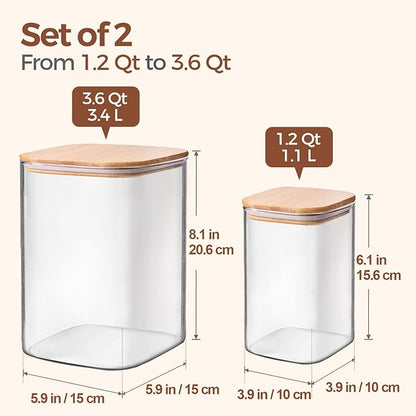 ComSaf Glass Food Storage Containers, 3.6Qt/1.2Qt Glass Flour and Sugar - Image 2