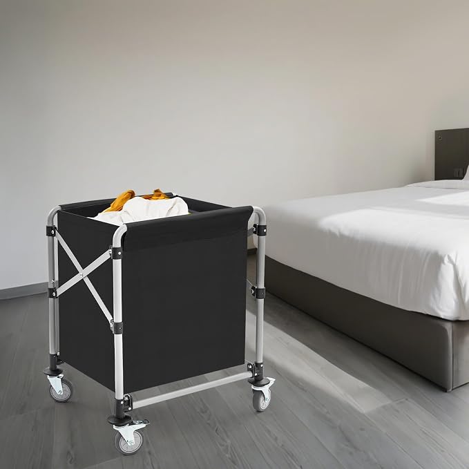 Commercial Laundry Cart with Wheels, Folding Laundry Hamper Cart, Heavy Duty - Image 8