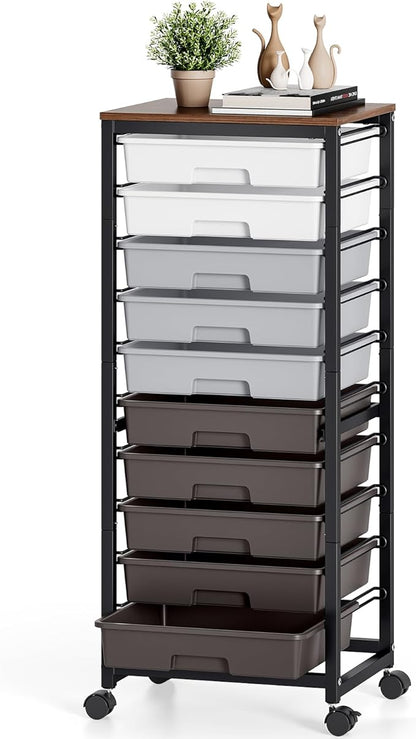 Rolling Cart with Drawers, 10 Drawer Rolling Cart, Storage Cart, Utility Cart by SYKIARIOL
