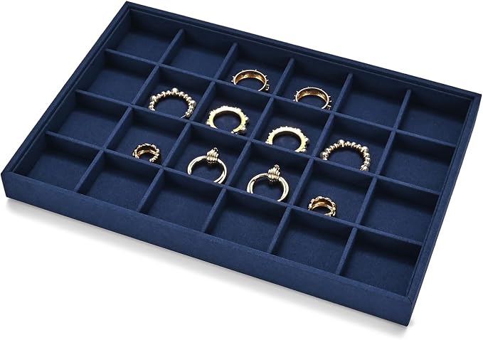 24 Grids Jewelry Tray Earring Organizer Tray Microfiber Jewelry Display Tray by Papten