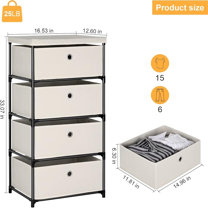 HAITRAL Fabric Storage Chest, Drawer Clothes Organizer - Image 3