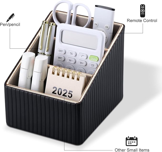 KINGFOM 3 Slot PU Leather Remote Controller Holder, Home Sundries Storage Box - Image 5