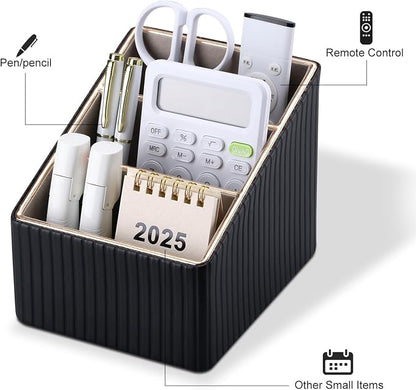 KINGFOM 3 Slot PU Leather Remote Controller Holder, Home Sundries Storage Box - Image 5