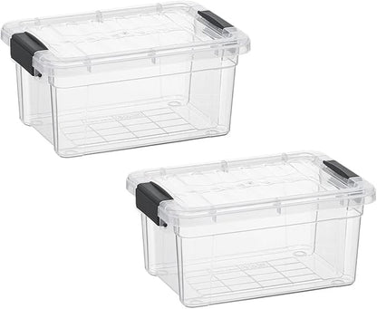 Superio Storage Bins with Lids- 2 Pack, 1.85 Qt Clear Boxes by Superio