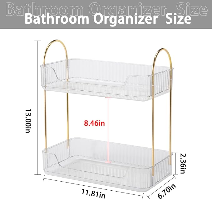 shuang qing 2 Tier Bathroom Counter Organizer Countertop Storage, Cosmetics - Image 3