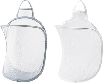 Pop-up Hanging Laundry Hamper Small Mesh Laundry Basket 2 Pack Foldable Hamper - Image 2