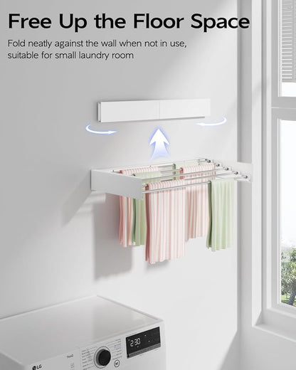 Wall Mounted Clothes Drying Rack 23.6", Foldable Wall Mount Laundry Rack - Image 2