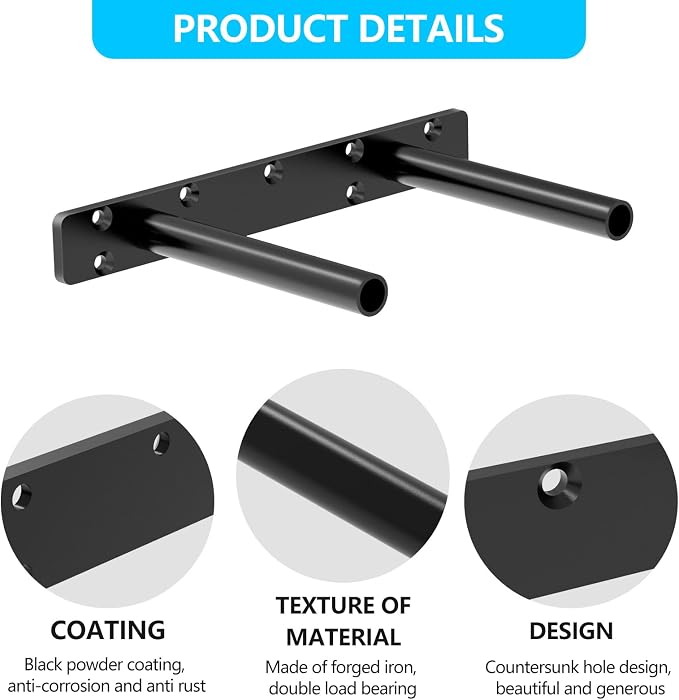 10 Inch 2 Packs Heavy Duty Blind Wall Mount Floating Shelf Bracket - Image 4