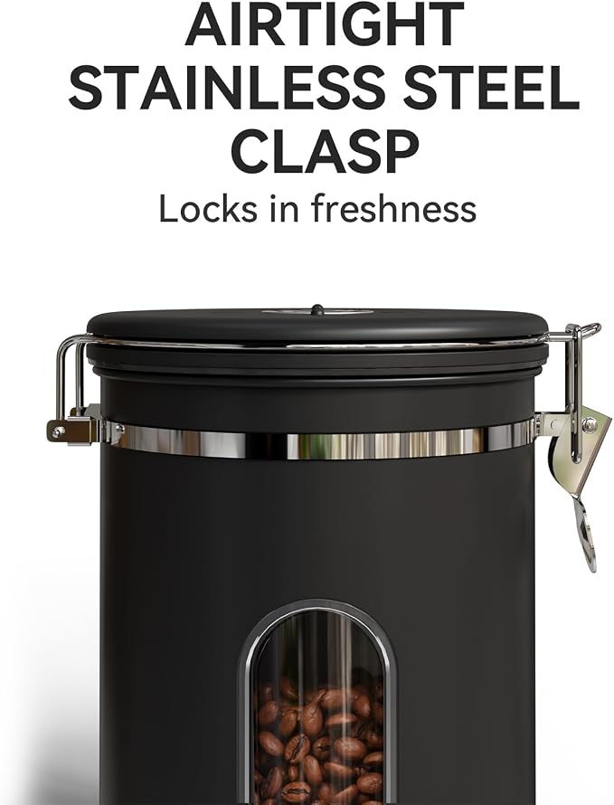 Veken Coffee Canister with Window, Airtight Stainless Steel Pantry Container - Image 4