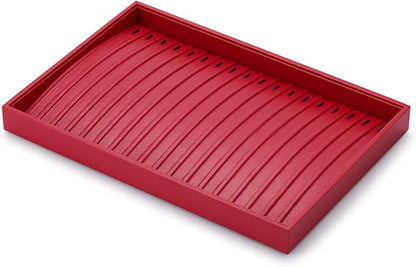 Oirlv Gorgeous Red Leather Jewelry Tray Necklace Bracelet Long Chain Storage - Image 4
