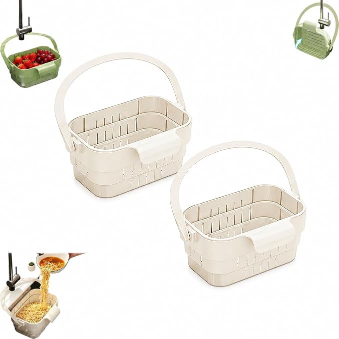 2026 Upgraded Foldable Kitchen Sink Strainer, Stretchable Kitchen Colander by BBASILIYSD