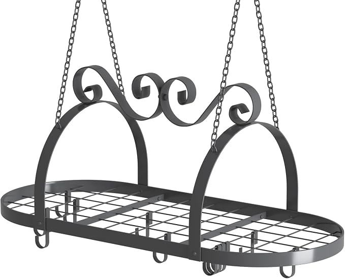33" Pots and Pans Hanging Rack, Heavy-duty Metal Pan Rack Hanger Organizer by TICKCACY-EnrichYourLife