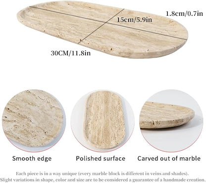 Natural Beige Travertine Marble Luxury Tray, - Image 2