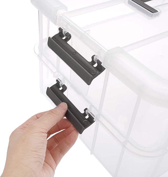 JUXYES 2-Tiers Stack Carry Storage Box - Image 4
