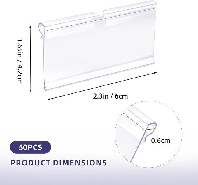 50 Pcs Clear Plastic Wire Shelf Label Holders, Basket Bin Labels Clip On - Image 3