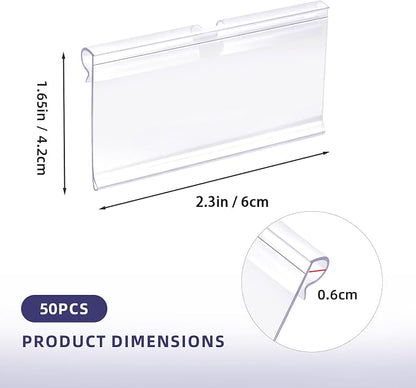 50 Pcs Clear Plastic Wire Shelf Label Holders, Basket Bin Labels Clip On - Image 3