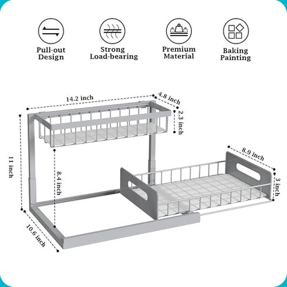 REALINN Under Sink Organizer, Pull Out Cabinet Organizer 2 Tier Slide Out Sink - Image 2