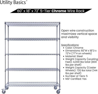 NSF Commercial 5-Tier Wire Shelving - Image 5