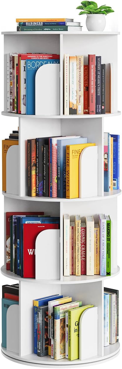 SpaceAid Cross Style 4 Tier Rotating Bookshelf, Spinning 360 Bookcase Lazy by SpaceAid