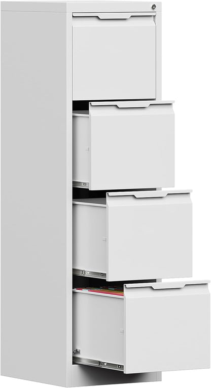 4 Drawer File Cabinet with Lock, 17.8" Deep Metal Filing Cabinet, Vertical File by Kooyon