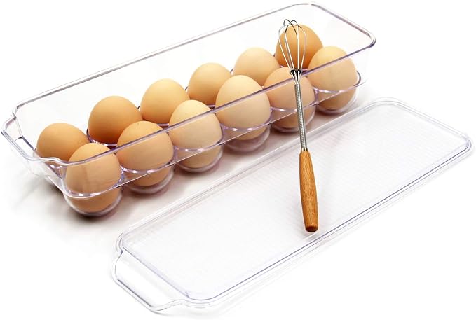 JAMOR 12 Grid Egg Storage Box Refrigerator Egg Rack Tray by JAMOR